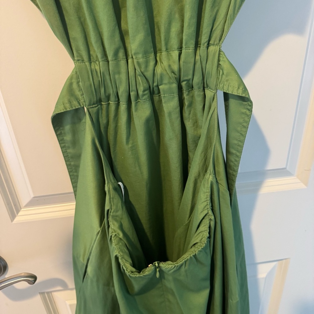 Aje Zorina Tie-Detail Midi Dress Green Sleeveless | Size 8 - Picture 8 of 10